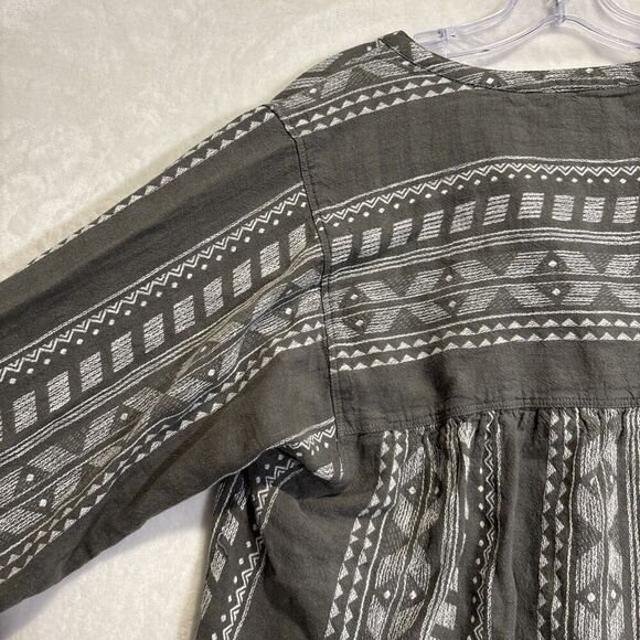 Splendid Women's Olive Green Freesia Long Sleeve Linen Button-Up Shirt Top Small - Picture 8 of 14